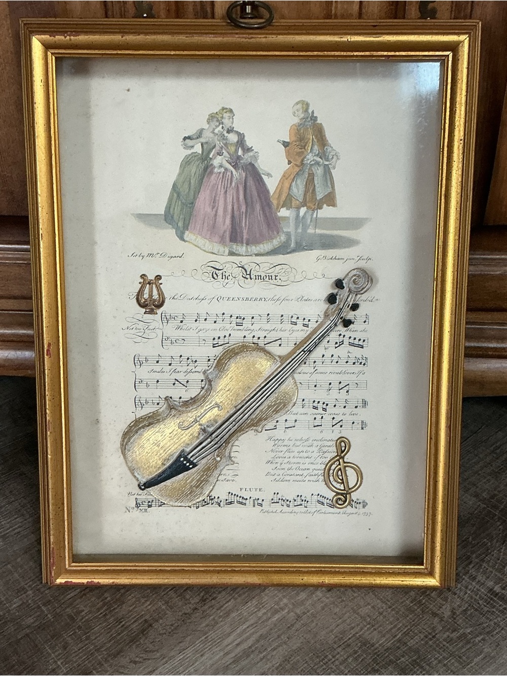 Vintage Sungott Art Studios 3D Violin Shadow Box 1737 The Amour Duchess